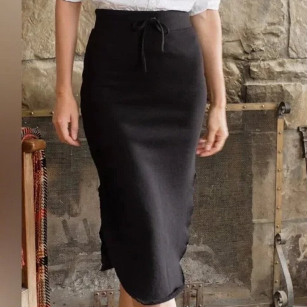 Frank & Eileen Donegal Unforgettable Triple Fleece Midi Skirt Black Large